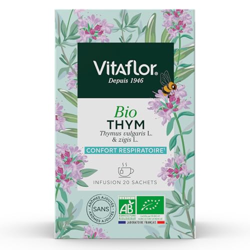 TISANES THYM | Pack 2X20 Sachets | Mal de gorge ? Coup de froid ? Procure un effet apaisant et agréable sur la gorge irritée le pharynx et les cordes vocales | VITAFLOR – vue 3