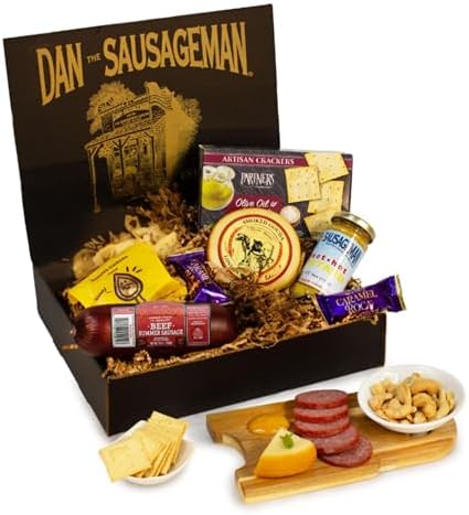 Dan the Sausageman Yukon Gift Basket - Gourmet Smoked Beef Summer Sausages, Cheese & Snacks for Easy Gifting | Perfect for Father's Day, Holidays & Any Occasion, 10-Item