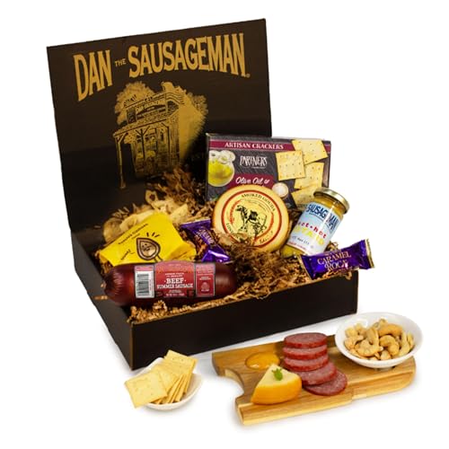 Dan the Sausageman Yukon Gift Basket - Gourmet Smoked Beef Summer Sausages, Cheese & Snacks for Easy Gifting | Perfect for Father's Day, Holidays & Any Occasion, 10-Item Dan the Sausageman Yukon Gift Basket - Gourmet Smoked Beef Summer Sausages, Cheese & Snacks for Easy Gifting | Perfect for Father's Day, Holidays & Any Occasion, 10-Item