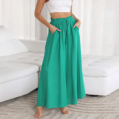 Palazzo Pants for Women Casual Culottes Drawstring Wide Leg Flowy Pants with Pockets Summer Lounge Boho Beach Pant3