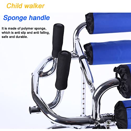 Walkers Disabled Children Cerebral Palsy Disabled Kids Walker Six Wheel Anti Tilt Foldable Belt Seat Adjustable Height Width, Disabled Auxiliary Equipment Rehabilitation Training Walking Aid #TOP4