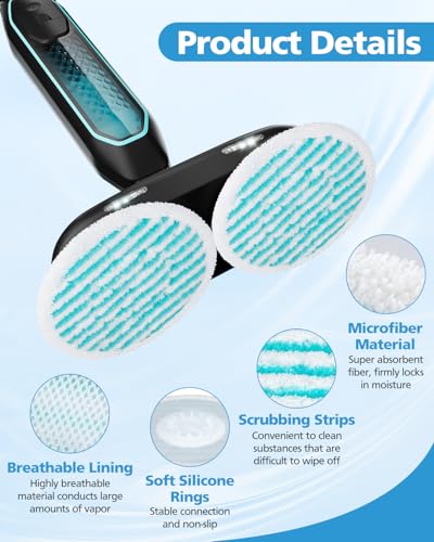 Image of iSingo 6 Pack Mop Pads Replacement Compatible with Pursteam ScrubMaster Steam Mop Cleaner, Washable & Resuable Microfiber Mop Head Refills