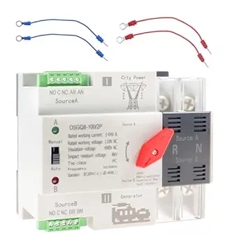 2P 100A Automatic Transfer Switch, AC110V Dual Power Generator ATS Changeover Switch, 50/60Hz DIN Rail Mount Mini ATS for PZ30 Distribution Box, Home, Farm, and Laboratory Backup Power