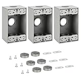 XGGYA Weatherproof Outlet Box,Three 3/4 Inch Hole Outdoor Electrical Box,Aluminum Construction Outdoor Outlet Box,CUL Listed for Home Improvement,Gray Single Gang Box(3 Pack)