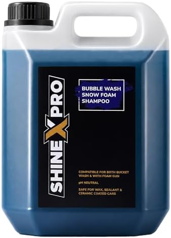 ShineXPro 2.7 Ltr Foam Car Wash Shampoo Concentrate - pH Neutral, Thick Suds With Shine Enhancing Formula - Bubblewash Snow Car Shampoo That Works With Both Bucket Wash And Foam Cannon