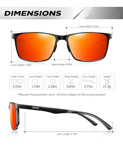 Image of ANYLUV Polarized Sunglasses for Men Rectangular Classic Al-Mg Metal Frame Sun Glasses Mens Sunglasses with UV Protection