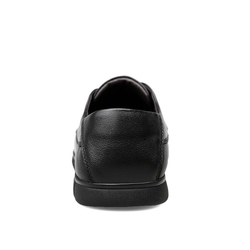 Men's Genuine Leather Oxford Shoes Retro Pointed Non-Slip Business Dress Shoes Formal Derby Shoes(Black,8.5)3