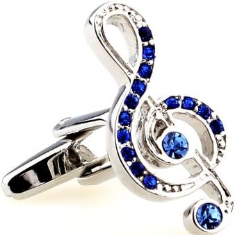 Classic Music Note Cuff Links Blue Crystal Masonic Cufflinks for Men with Box