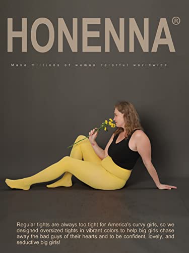 Image of HONENNA Queen Plus Size Tights Semi Opaque Control Top High Waist Stockings Nylons Pantyhose for Women 1X 2X 3X 4X 5X 6X