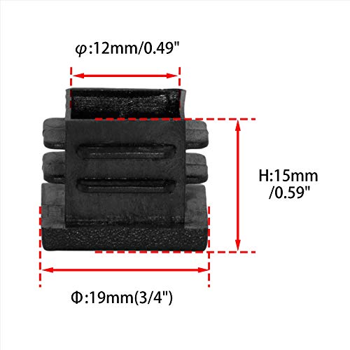 Image of Flyshop 19 x 19 mm, 0.75 inch x 0.75 inch Black Plastic Hole Plugs Square Tubing End Caps Tube Inserts Durable Furniture Glide for Chair Table Stool Leg 8 Pack