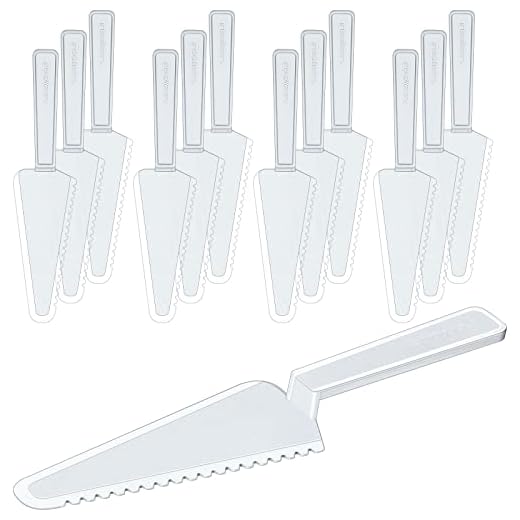 Suclain Disposable Cake Cutter 9.1 Inch Plastic Cake Server Cutting Plastic Spatula Knives Pie Pizza Pastry Slicer Serving Utensils for Kitchen Wedding(Clear,50 Pieces)