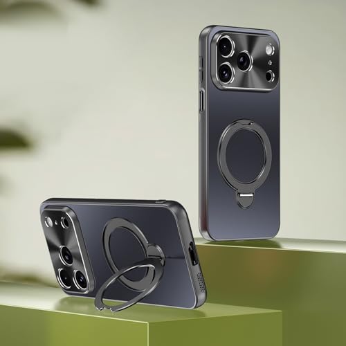 Coque métallique iPhone 15 Pro gris avec béquille rigide haut de gamme