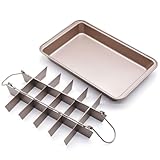 Pan with Dividers - Non-Stick Backing, Lasagna Pan, Trays,18 Pre-Slice All Edges, Muffin and Cupcake for Baking,Gold,12.4''x7.8''x1.5''