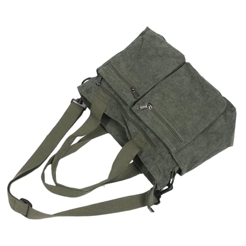 Sac fourre-tout côtelé vert grand format avec bandoulière réglable pour femme