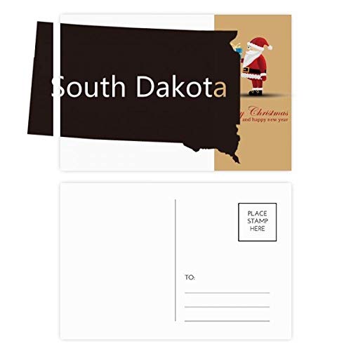 Cartes postales de Père Noël avec carte du Dakota du Sud en lot de 20 pièces pour correspondances