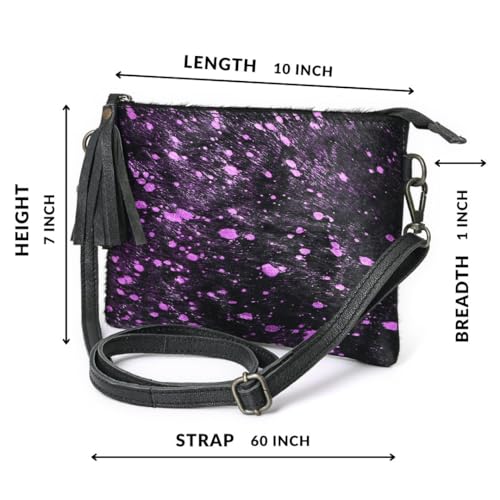 cowhide and hair on Pouch bag Genuine cowhide hair on small crossbody Bag with adjustable detachable strap4