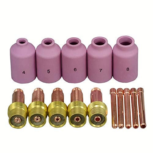 Image of RIVERWELD TIG Gas Lens Collet Body 45V 10N Ceramic Cup 54N Series kit 15pcs