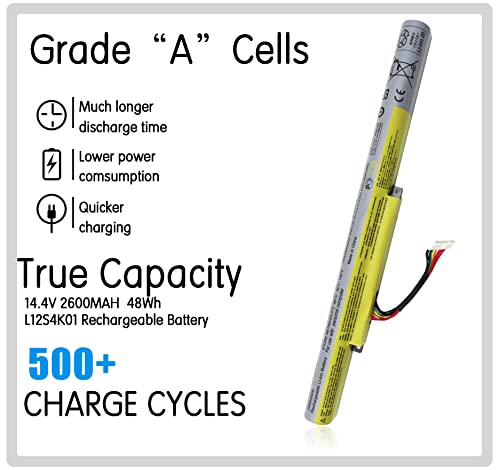 King Eboyee Laptop L12S4K01 4Inr19/66 Battery For Lenovo Ideapad Z400 Z400A Z400S Z400T Z410 P400 Z500 Z500A Z505 Z510 Z510A P500 L12S4E21 L12M4E21 L12L4K01 L12M4K01 4Inr19/65-1 14.4V 48Wh #TOP1