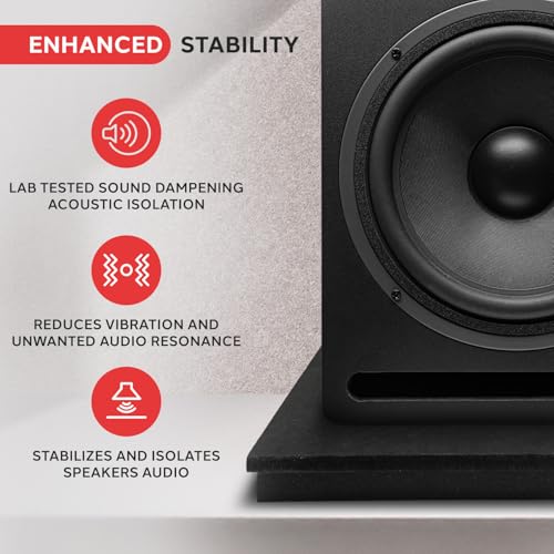Pyle Pro Audio PA Speaker Platform Pad de 22.5’’ x 17.8’’, base de aislamiento acústico, espuma de alta densidad, reduce vibración y resonancia, ideal para monitores de estudio y subwoofers miniatura 3
