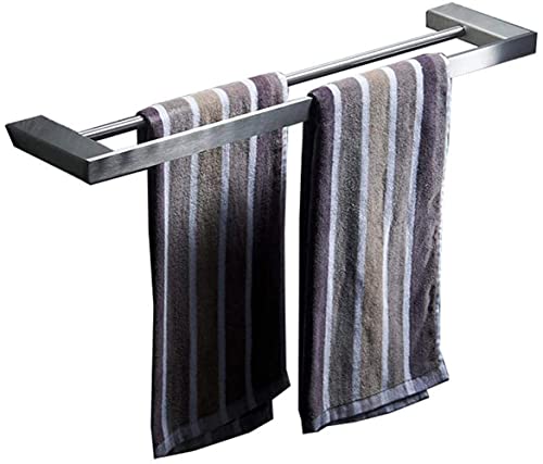 WMMIN Toallero de Acero Inoxidable Cepillado 304/doble Poste/Montaje con Taladro/alargamiento para baño, Colgador Tipo torre/70 cm