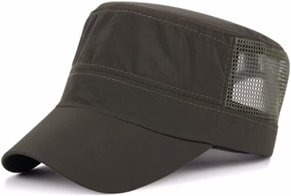 HBJWOV Middle-Aged and Old Men's Hats Spring and Outdoor Sunshade Sunscreen Hats Breathable Flat top(A)