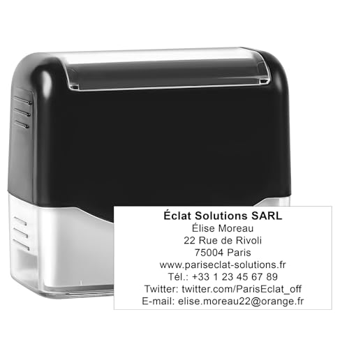 Tampon auto-encreur personnalisé taille XXL pour adresse de retour – Jusqu'à 8 lignes de texte...