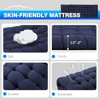 OVERMONT Folding Camping Bed with Mattress - 550LBS Support - Extra Wide 28in - Heavy Duty Sleeping Beds with Carry Bag - Upgrade 2400D Oxford Cloth Portable for Home, Office, Beach and Camping