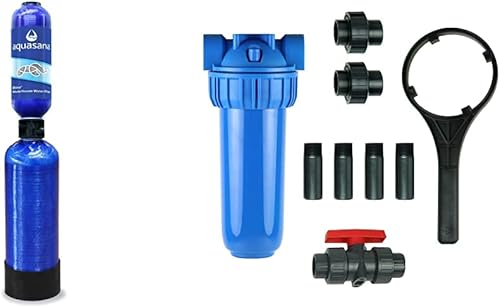 Aquasana EQ-600 Sistema de filtro de agua para toda la casa - Filtración de agua para el hogar de carbono y KDF - Filtra sedimentos y 97% de cloro -