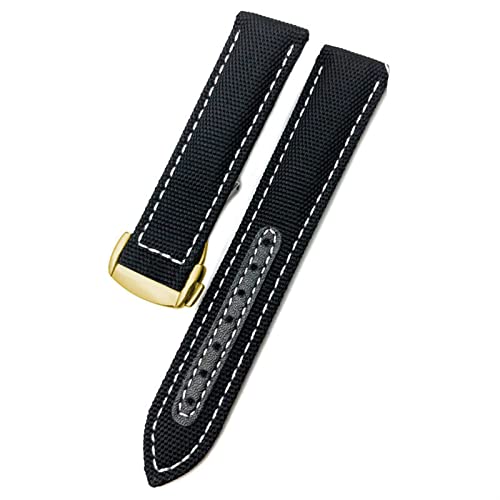 Bracelet montre nylon 19 mm noir blanc or pour faire revivre votre montre
