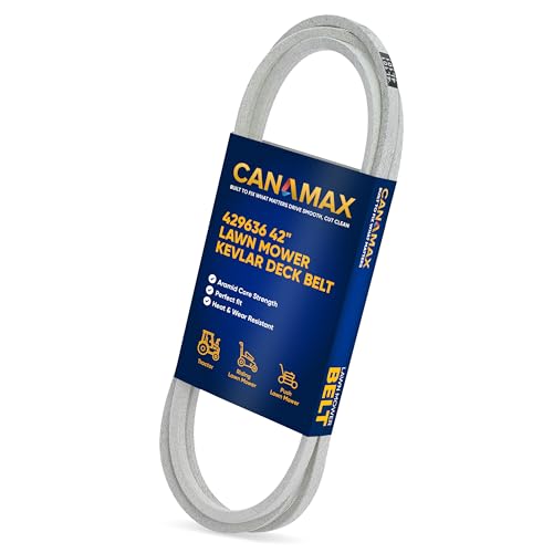 Image of Canamax 429636 197253 Mower Deck Belt - Aramid Cord 1 /2 inch x 101.5 inch - for 42 inch Deck Craftsman Husqvarna AYP Poulan 532429636 598559101 532197253 592855001 PP19A42 YTA18542 YTH22V42 21546422 M87323