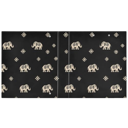 Image of Indian Elephant Black 3 Ring Binder with 2 Interior Pockets 1.5 inch Binders 3 Ring Heavy Duty Fit 8.5 inch x 11 inch Letter Size for Office School, 2 Pack