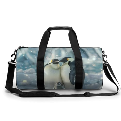 Penguin Family Gym Bag Lightweight Carry On Duffel Bag Athletic Sports Travel Bag Weekender Bag for Men Women