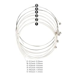 MuzcYM Lot de 6 cordes de guitare acoustique Flok 011-052 pouces en acier à haute teneur en carbone plaqué argent - Les Beatles, Paul McCartney, John Lennon, RIngo Starr, George Harrison MuzcYM Lot de 6 cordes de guitare acoustique Flok 011-052 pouces en acier à haute teneur en carbone plaqué argent – Image 4