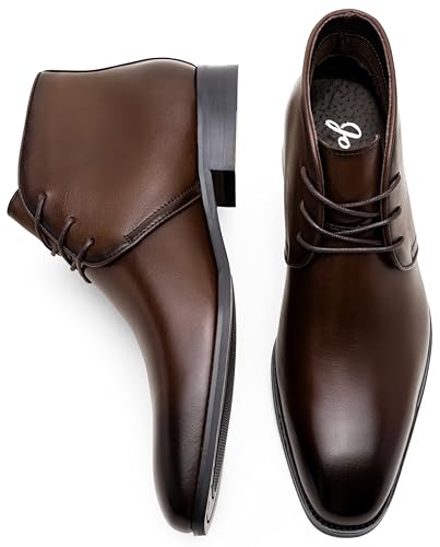 Image of Jousen Leather Boots for Men Dress Classic Mens Boots Polish Retro Ankle Chukka Boots Mens