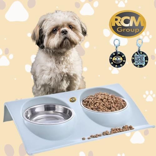 RCM Group® - Comedouro e Bebedouro Elevado Duplo Para Pets Gatos Cães Pequeno Porte Filhotes Tigelas