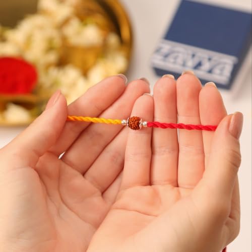 Image of ZAVYA 925 Sterling Silver Cubic Zirconia Rhodium Plating Silver Rakhi | Rakhi for Brother- Rakshabandhan | With Certificate of Authenticity and 925 Hallmark