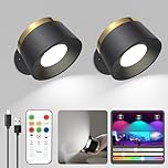 Speclux Battery Operated Wall Lights 2 Pack, LED Rechargeable Wall Lights Indoor, 3500mAh Magnetic Wall Lamp with Remote, 3 Color Temperatures & 13 RGB & Dimmable 360° Free Rotation Wall Sconces