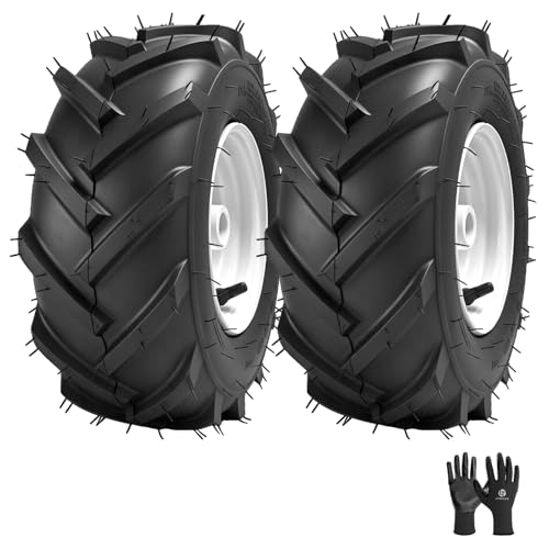 LTNICER 13x5.00-6 Tiller Tire and Wheel Heavy Duty Lawn Mower Tire with 3/4 Axle and 3-1/8 Centered Hub Replacement for Lawn Tractors Tillers Garden Farm Landscaping Equipment-2 Pack