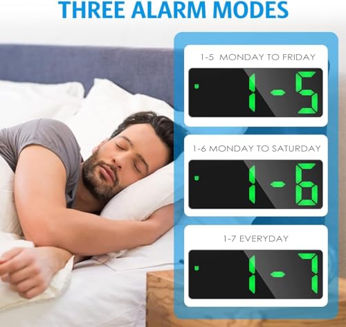 Image of AMIR Alarm Clock, LED Clock for Bedroom, Electronic Desktop Clock with Temperature Display, Adjustable Brightness, 12 /24H Display for Home (Plug Not Included)