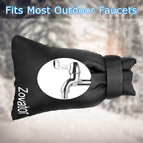 Zovator Outdoor Faucet Cover,Outside Garden Faucet Socks For Freeze Protection,Reusable Faucet Insulation,Anti-Freeze Hose Bib (2 Pack-Black) (9Inx5.5In) #TOP1