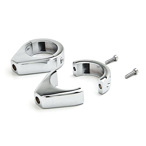 Krator TSC41C Turn Signal Indicator (Chrome Motorcycle Relocation Clamp Kit Fits 41Mm Fork Tube)