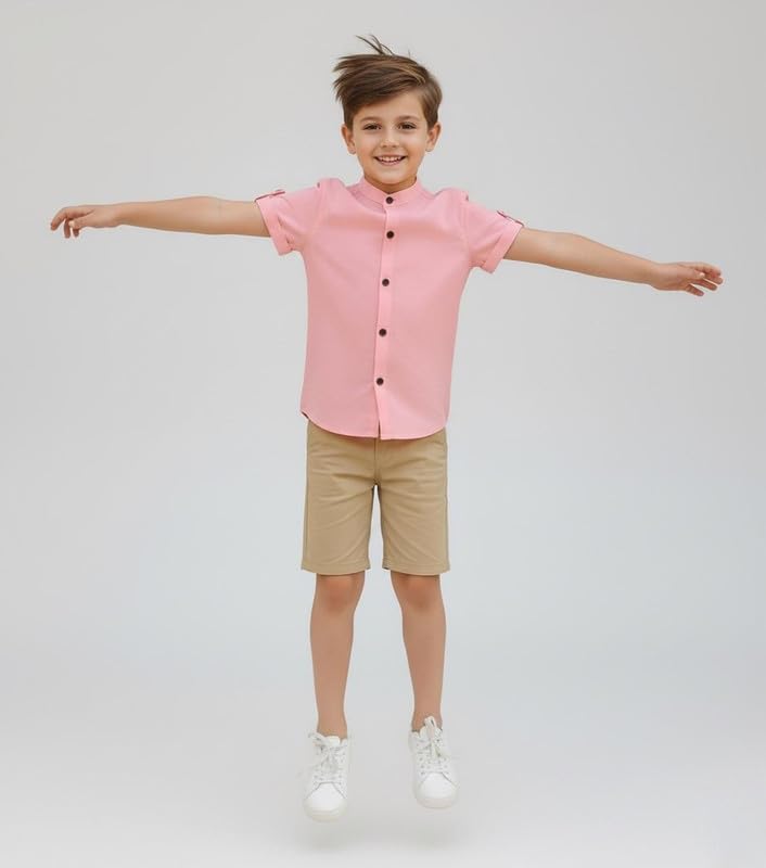 Image of Elegant Boys Shirt in Solid Pattern with Long Sleeves - Soft Fabric Ideal for Kids' School & Outings