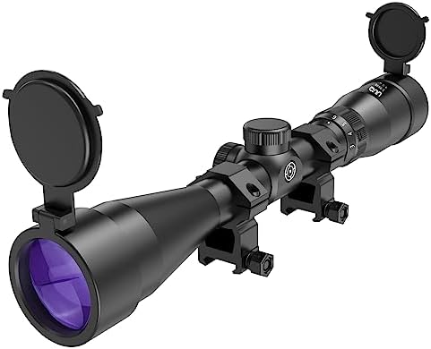 UUQ Premium Purple 3-9×40 Air Rifle Scope for Hunting - Waterproof, Fog-Proof with 20mm Rail Mount and 1” Rimfire Rings - Ideal for Muzzle Loader - Objective Riflescope for Precision Shooting
