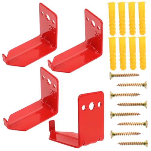 Garneck 4 piezas Soporte Extintor de Incendios Pared Metal Rojo con Tornillos y Anclajes para Montaje Seguro Hogar y Oficina