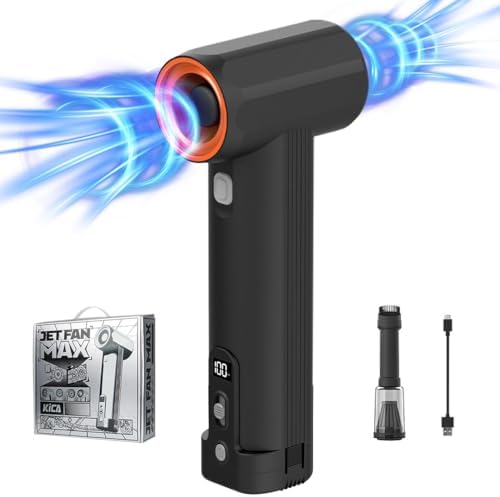 Kica JetFan Max Elektrischer Air Duster, Druckluft Duster & Staubgebläse | Jet Dry Dust Blower, Metall-Laubbläser, Car Dryer mit 331km/h Luftstrom – für Laub, Schnee, Autowassertro