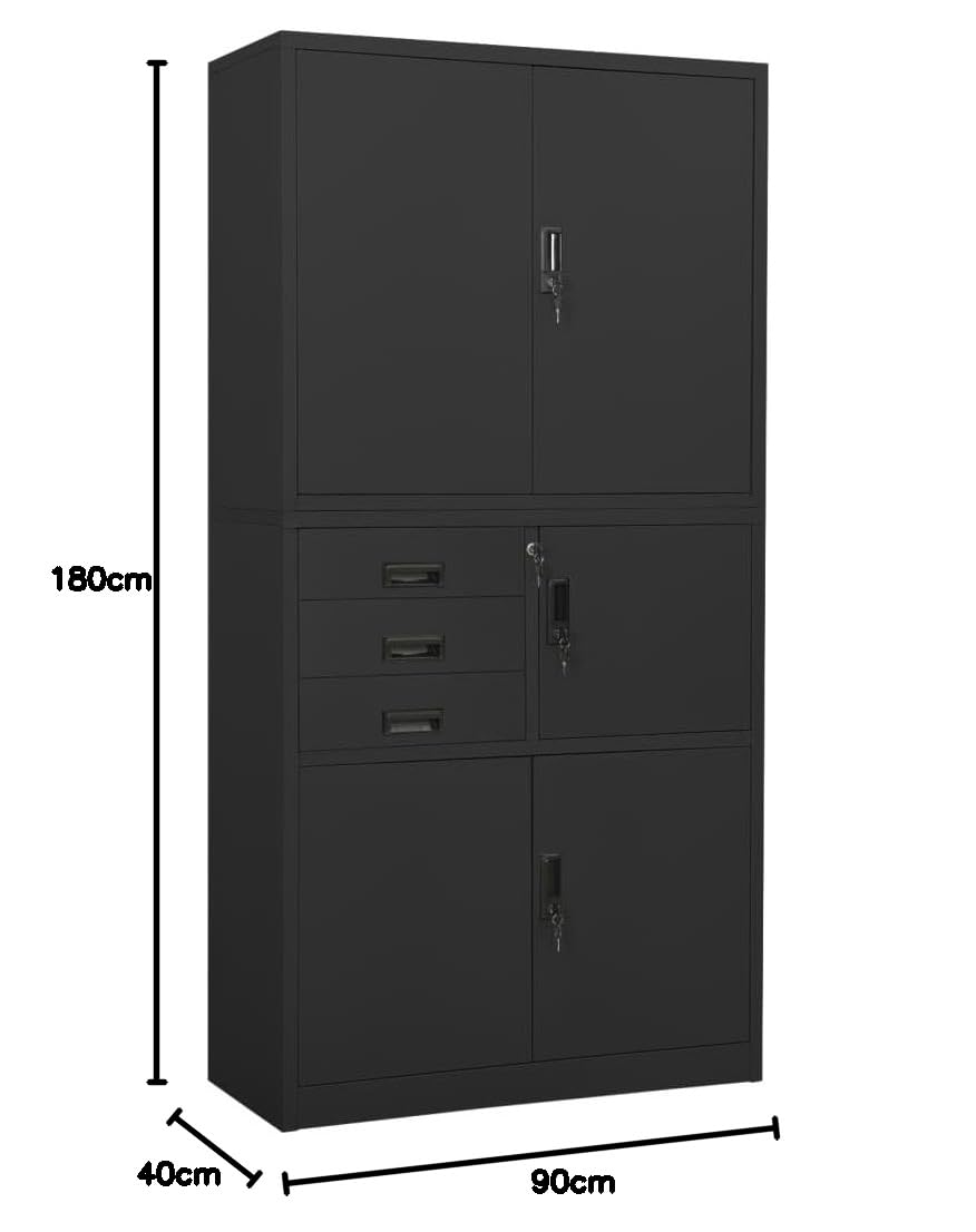 armadio multiuso mobiletto multiuso armadi per magazzino Armadio per Ufficio Antracite 90x40x180 cm in Acciaio Adatto a soggiorno, ufficio