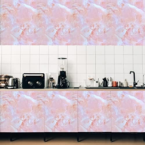 Image of SARVATRAY Self-Adhesive Wallpaper, Kitchen Oil Proof Heat Resistant Stickers, Vinyl Sheet for Wall 2 X 9.5 SQ FT (3 M Pink WS)