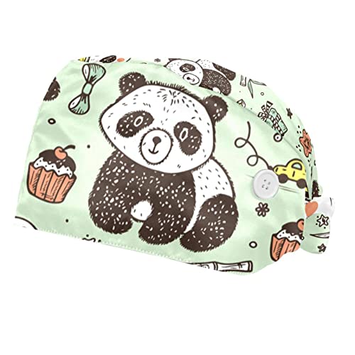 Chapeaux de travail anti transpirants motif panda calot ajustable 2 pièces