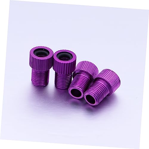 Adaptador de bomba para bicicletas POPETPOP 4 piezas de aleación de aluminio para válvula, duradero y fácil de instalar para bicicletas de carretera y montaña, color púrpura miniatura 4