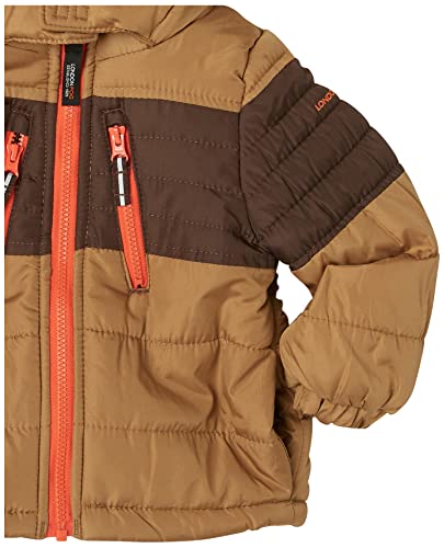 Image of LONDON FOG Boys' Toddler Color Blocked Winter Puffer Jacket with Hat